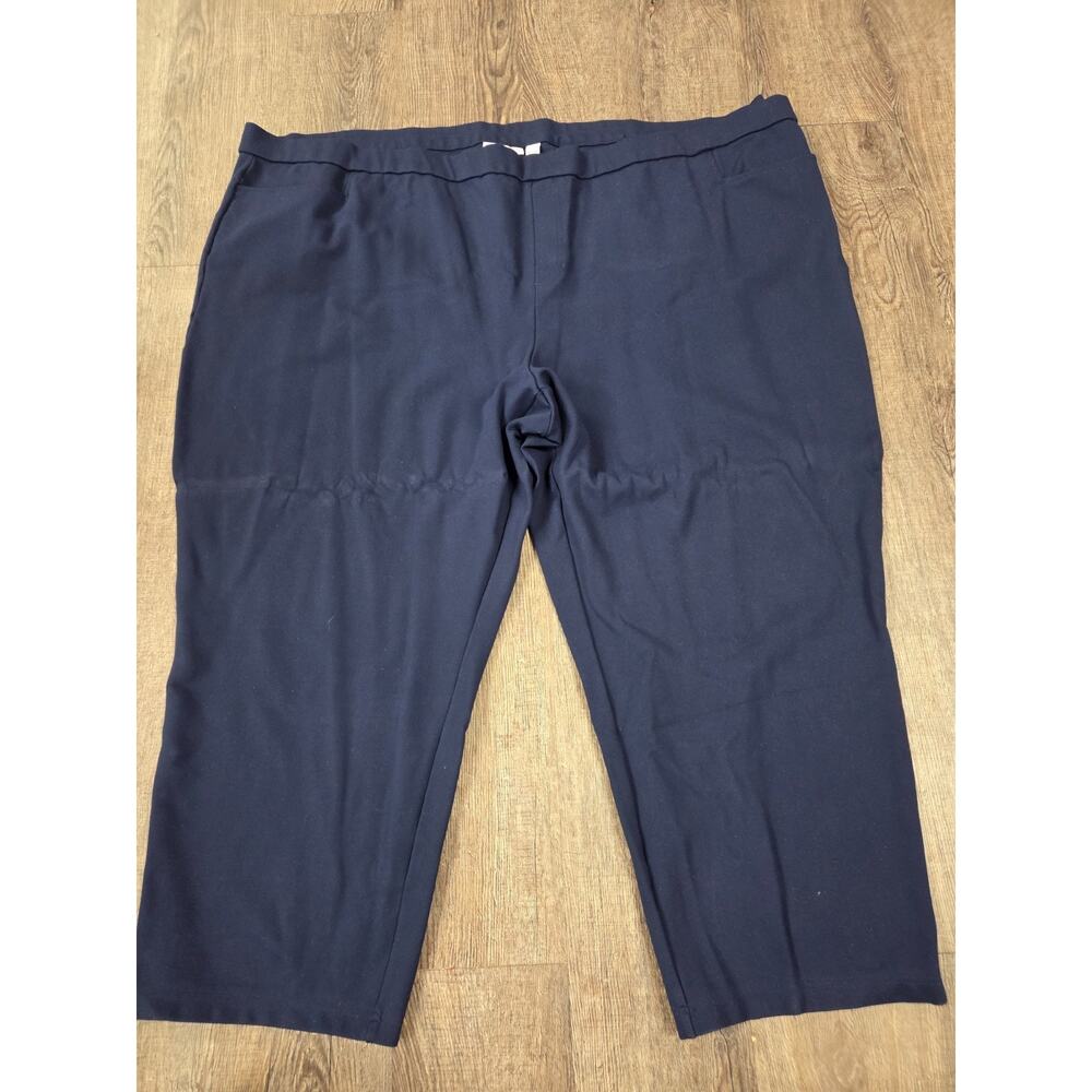 Susan Graver Regular Smart Ponte Knit Slim Leg Pant Navy Blue Plus Size 5X